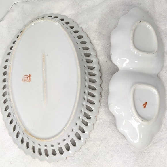 Vintage Reticulated Candy Dish/ Matching Relish - Picture 2 of 10